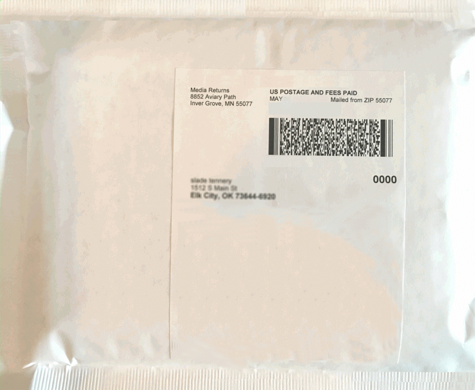 Single qty orders shipped in bubble mailer.